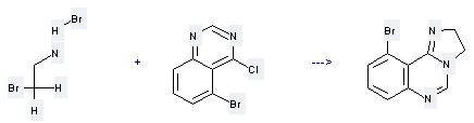 5-Bromo-4-chloroquinazoline can react with 2-bromo-ethylamine; hydrobromide to give 10-bromo-2,3-dihydro-imidazo[1,2-c]quinazoline.